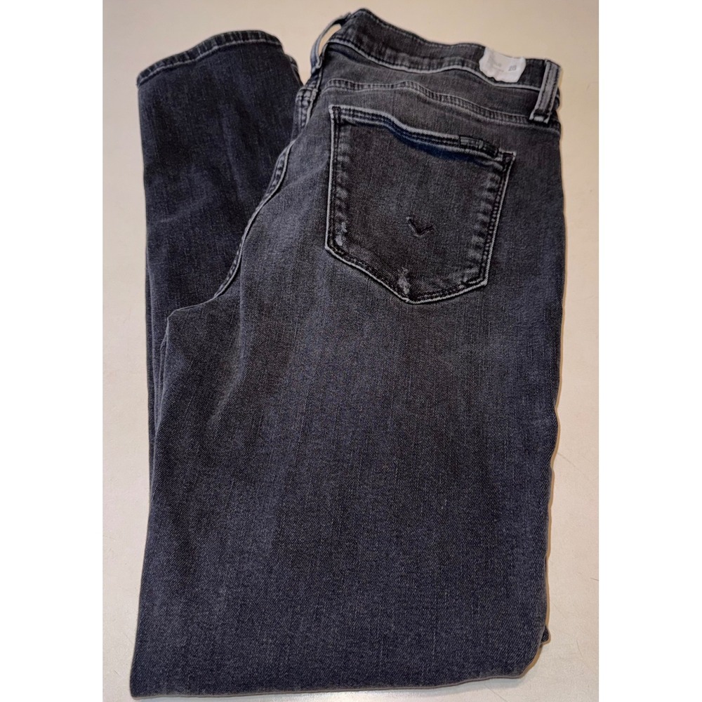 Hudson Natalie Super Midrise Skinny Ankle Jeans Distressed Black Size 28